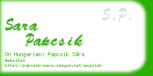 sara papcsik business card